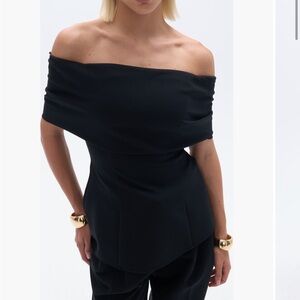 Chic Off-Shoulder Black Women's Blouse